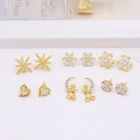 zircon inlaid 18k package gold color resistant simple and versatile temperament earrings and earrings a pair of earrings