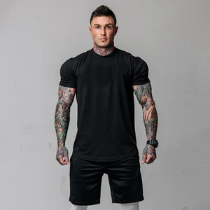 Простая одежда для тренажерного зала, модная футболка, мужская хлопковая дышащая мужская футболка с коротким рукавом для фитнеса, летняя футболка, Повседневная футболка для мужчин