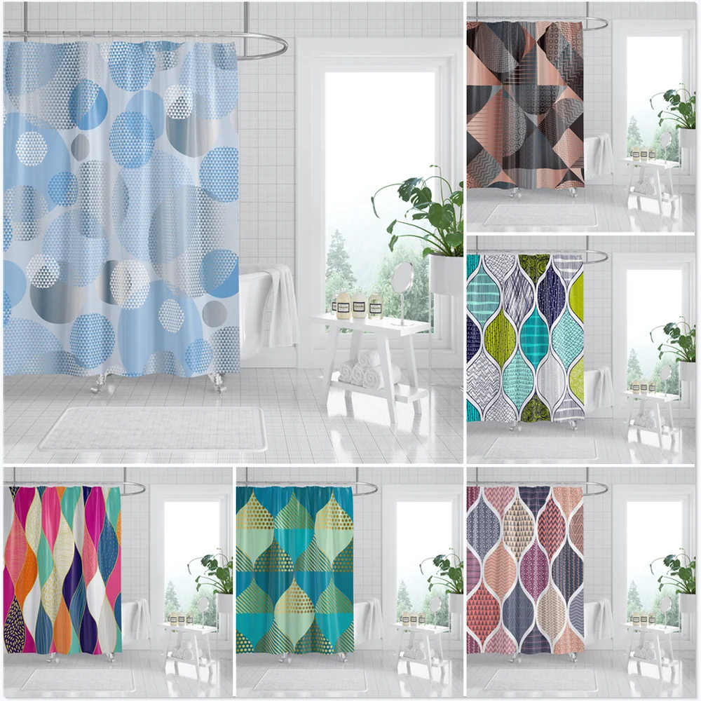 

Colorful Striped Shower Curtains Fashion Printed High-Quality Washable Bath Screen Modern Fabric Drape Decoration Home Bathroom