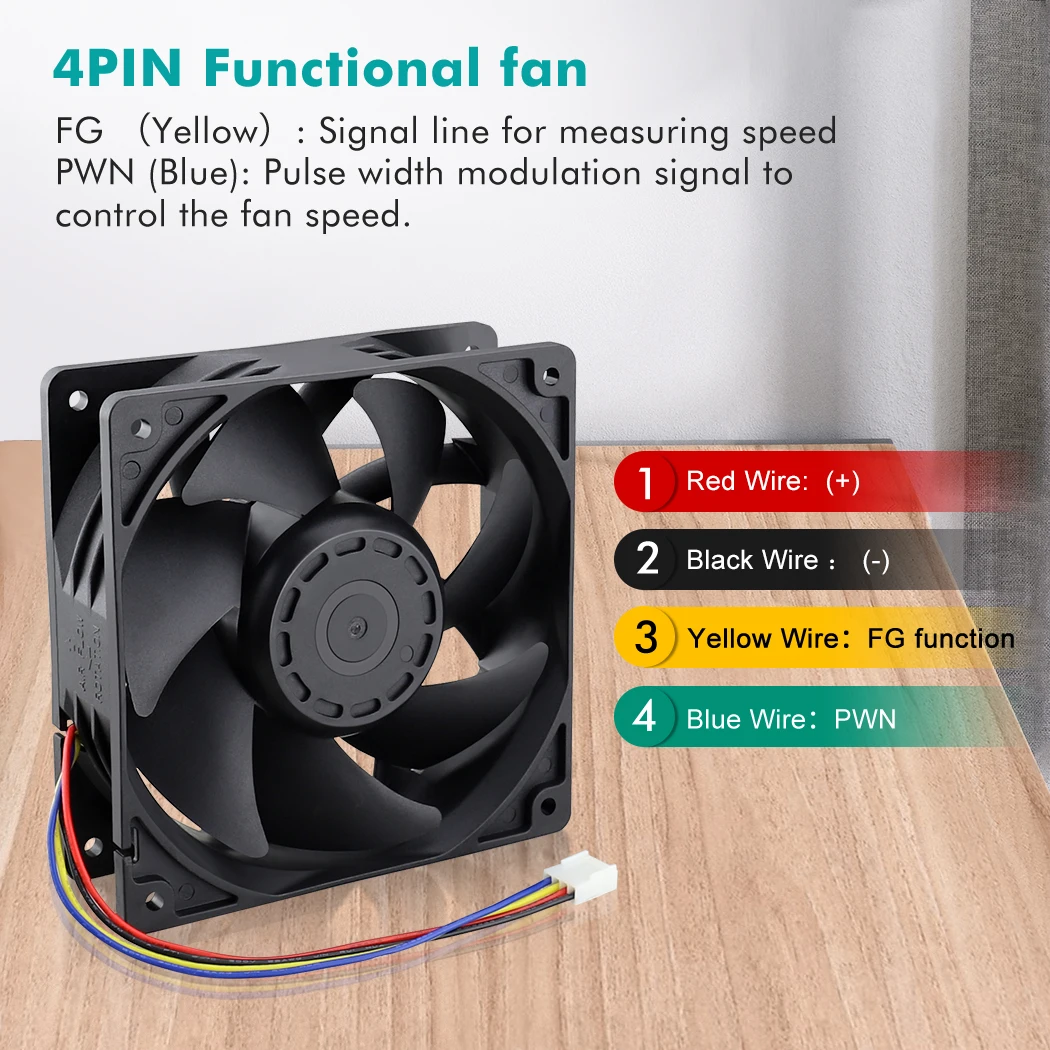 Gdstime 12cm 12 Volts Dual Ball 4Pin Connector 4-Wire FG PWM PC Cooling Fan 120mm x 38mm DC 12V Big Airflow Cooler 12038B 2A | Компьютеры