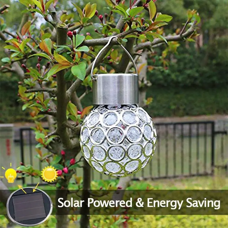 

3 Pcs LED Solar Power Glass Ball Crystal Hanging Color Changing Light Decoration Light for Outdoor Garden Courtyard, Weatherproo