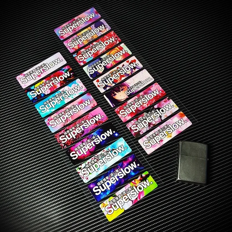 

18pcs/lot 8x2.5cm G119 Superslow Japanese Cartoon Sakura Mini Reflective Car Sticker Motorcycle Helmet Safety Stickers