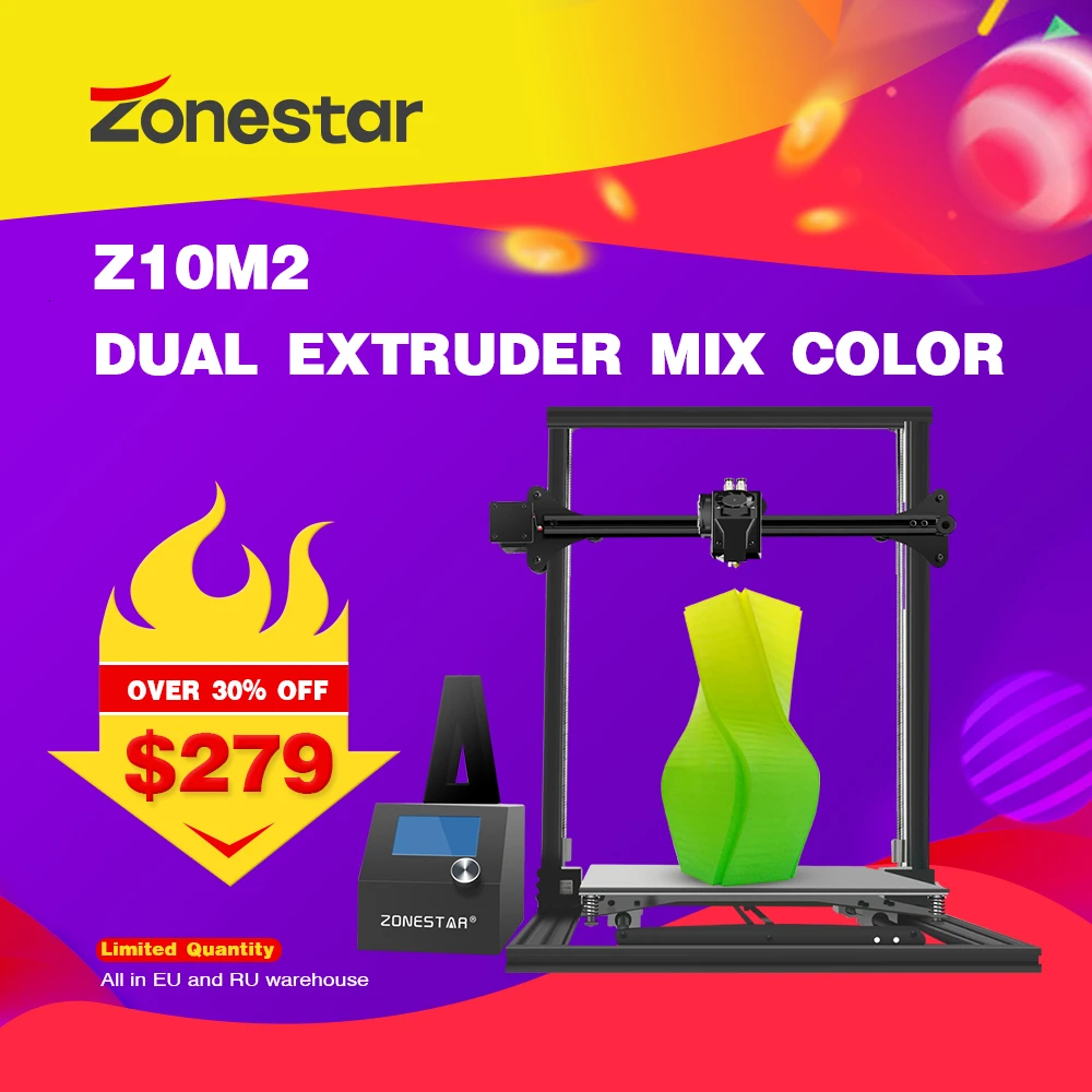 Большая распродажа ZONESTAR заводское оформление 3D принтер DIY набор бесплатная