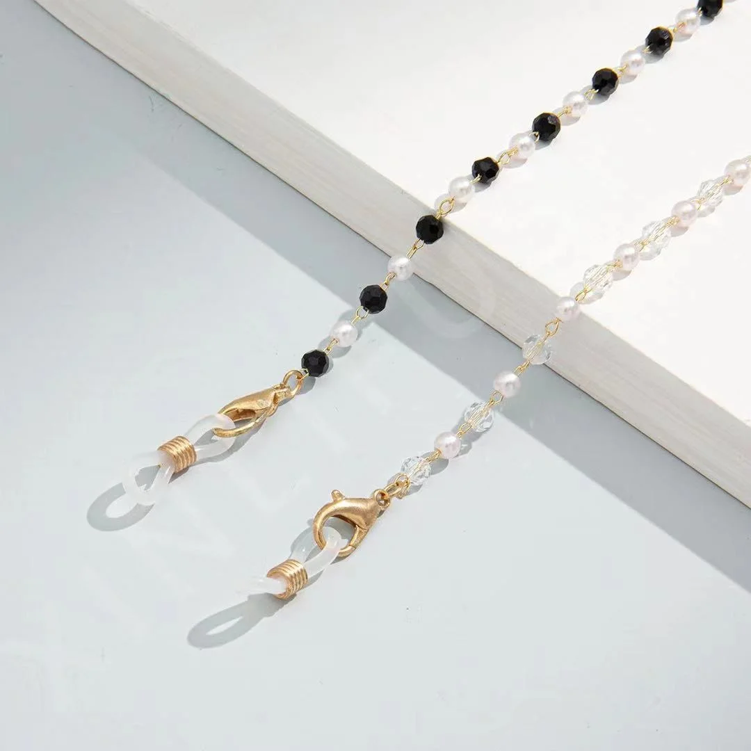 

Jewelry fashion simple imitation pearl crystal glasses chain mask hanging rope metal glasses hanging chain