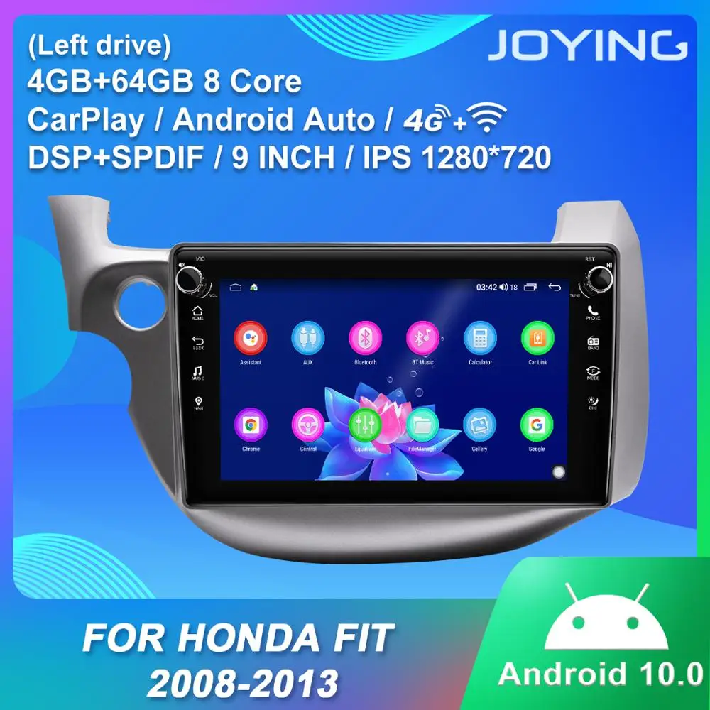 

Автомобильный радиоплеер Android, 4 Гб ОЗУ, GPS-навигация, поддержка беспроводного carplay/Android Авто/4G стерео BT для Honda Fit 2008-2013 IPS