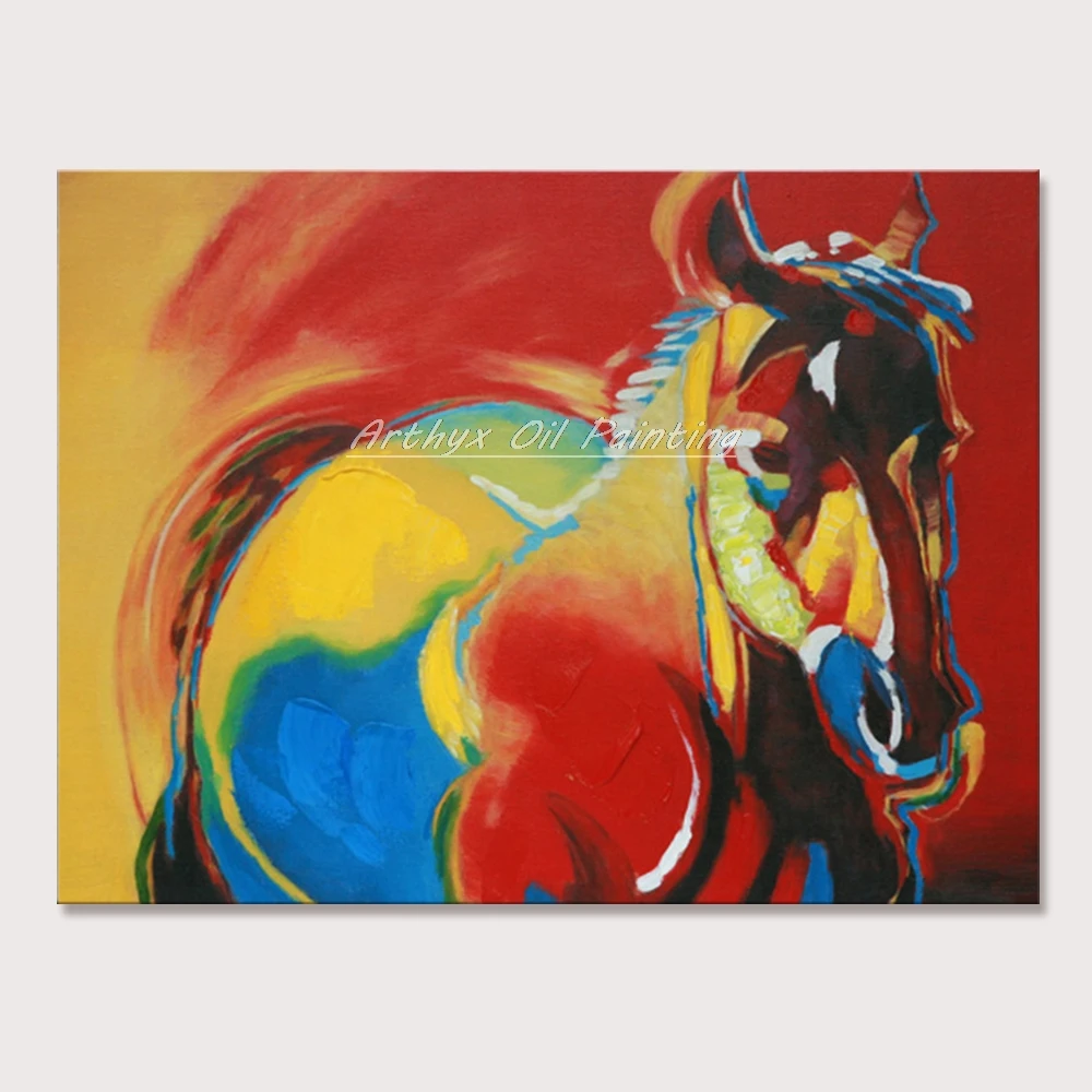 Arthyx Картины Ручная роспись с животным лошадью картина маслом на холсте