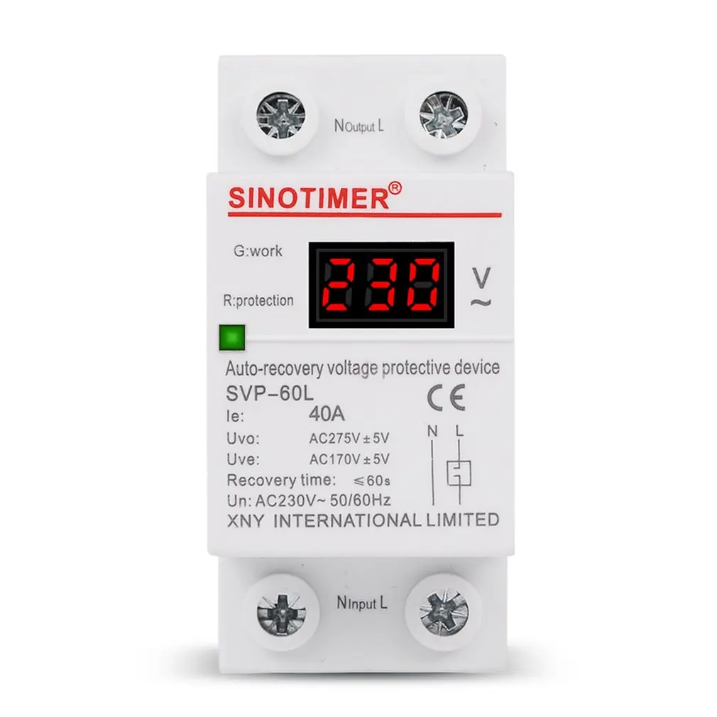 

Din Rail Регулируемая восстановление повторно перенапряжения и под Напряжение защитное устройство предохранитель реле сверх Напряжение защи...
