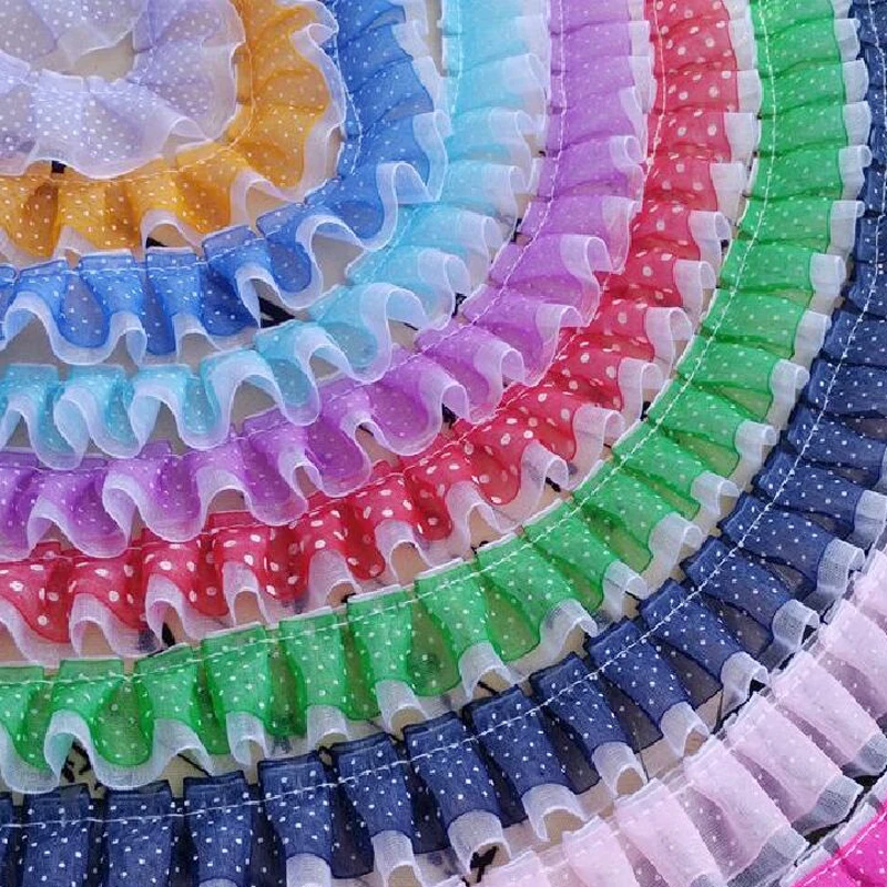 1 м оранжевый зеленый горошек кружевная ткань лента 3D отделка 2 5 см кружева