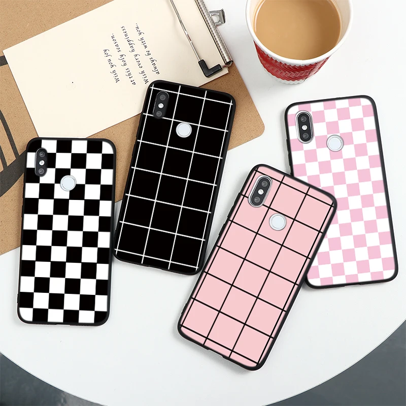 Клетчатый шахматный чехол для Xiaomi Pocophone F2 F1 Mi Redmi Note 10 Lite 9 S 9A 9C 8T 8 7 5 6 K20 K30 Pro Max чехлы