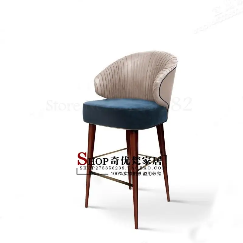 Американский барный стул из массива дерева ткань высокий nordic светильник