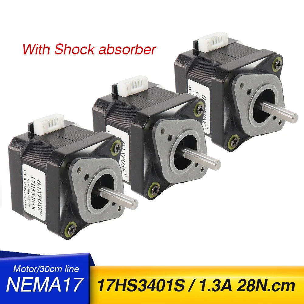 

Free shipping 3PCS 17HS3401S with Shock absorber 4-lead 42 motor 28N.CM 1.3A CE ROSH ISO CNC Laser Nema 17 12V Stepper Motor