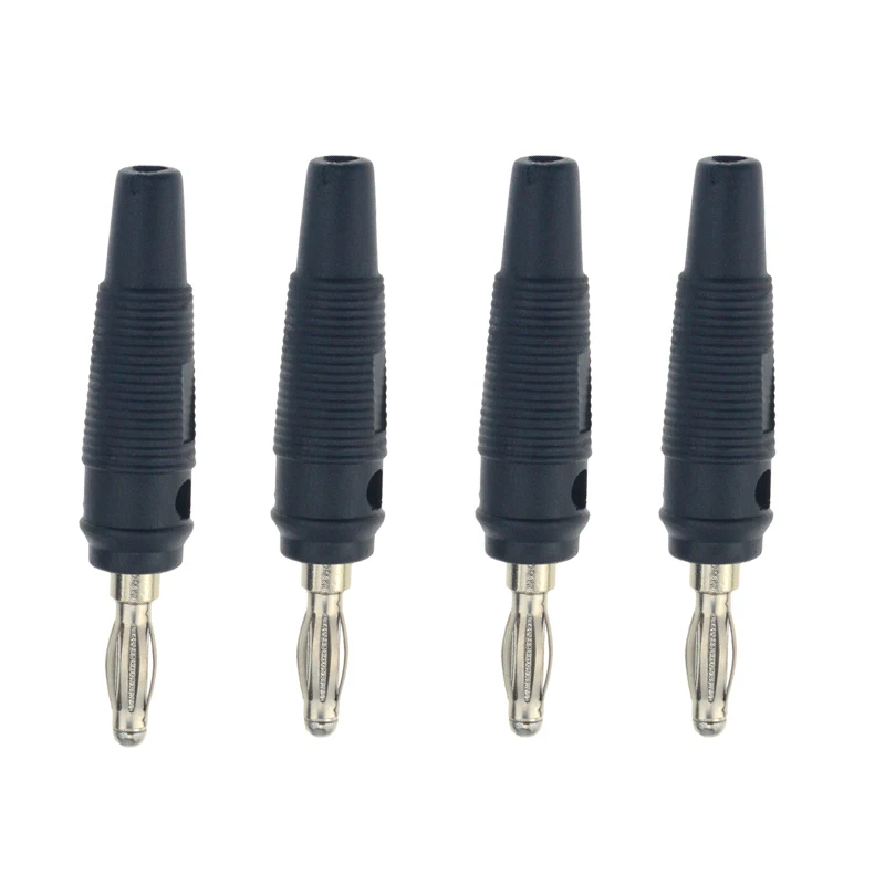 4pcs BLACK 4 шт. 4 мм Аудио вилка штекерного типа динамика посеребренные соединители красный черный зеленый желтый синий - Цвет: 4pcs BLACK