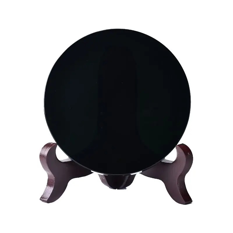 1 шт. 100% натуральный черный обсидиановый камень круглый диск круглая пластина