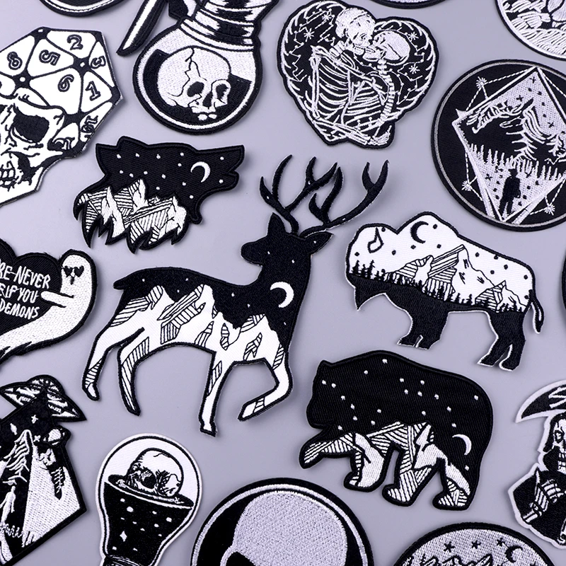 

Wilderness Patch Clorhing Stickers Iron On Patches For Clothing Thermoadhesive Patches On Clothes Animal Embroidery Patch Stripe