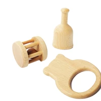 wooden baby teether toys sand hammer rattle animal ring pvc free montessori teething wooden rattle early educational toys gift