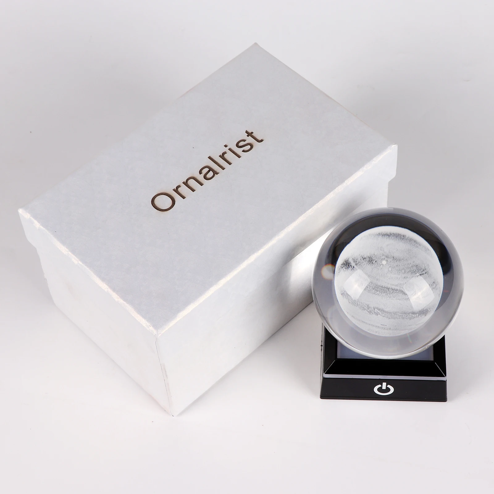 

Ornalrist 8 cm 3D K9 Crystal Jupiter Miniatured Planet Ball Laser Engraved Globe with LED Base Home Decoration