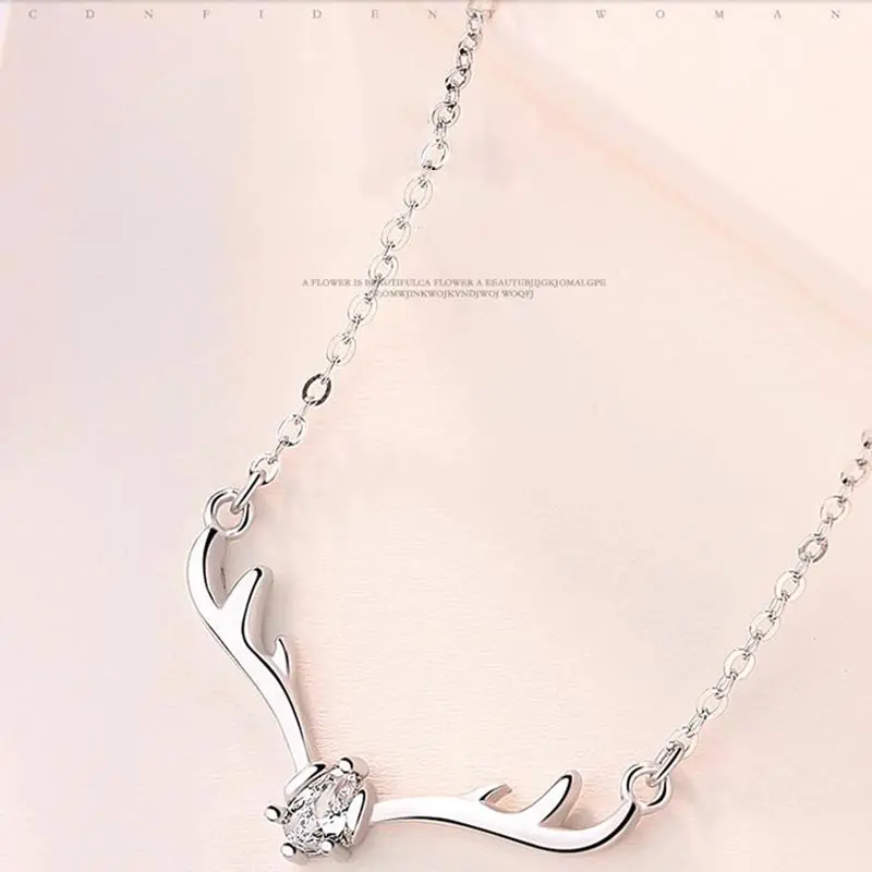 Ожерелье из серебра 925 пробы с рождественскими рогами для женщин корейская мода