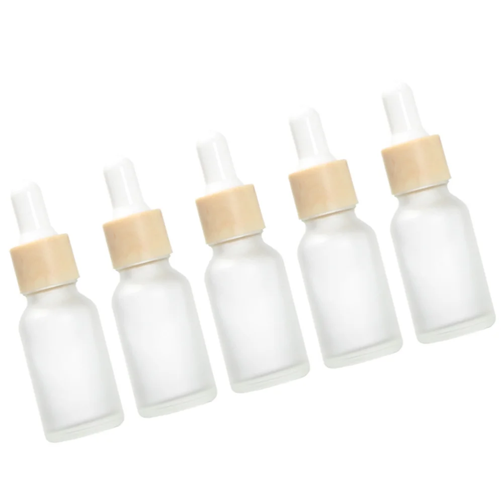 

5pcs Frosted Glass Cosmetics Bottles Subpackaging Dropper Bottles Empty Bottle Fluid Container for Travel (20ml Transparent)