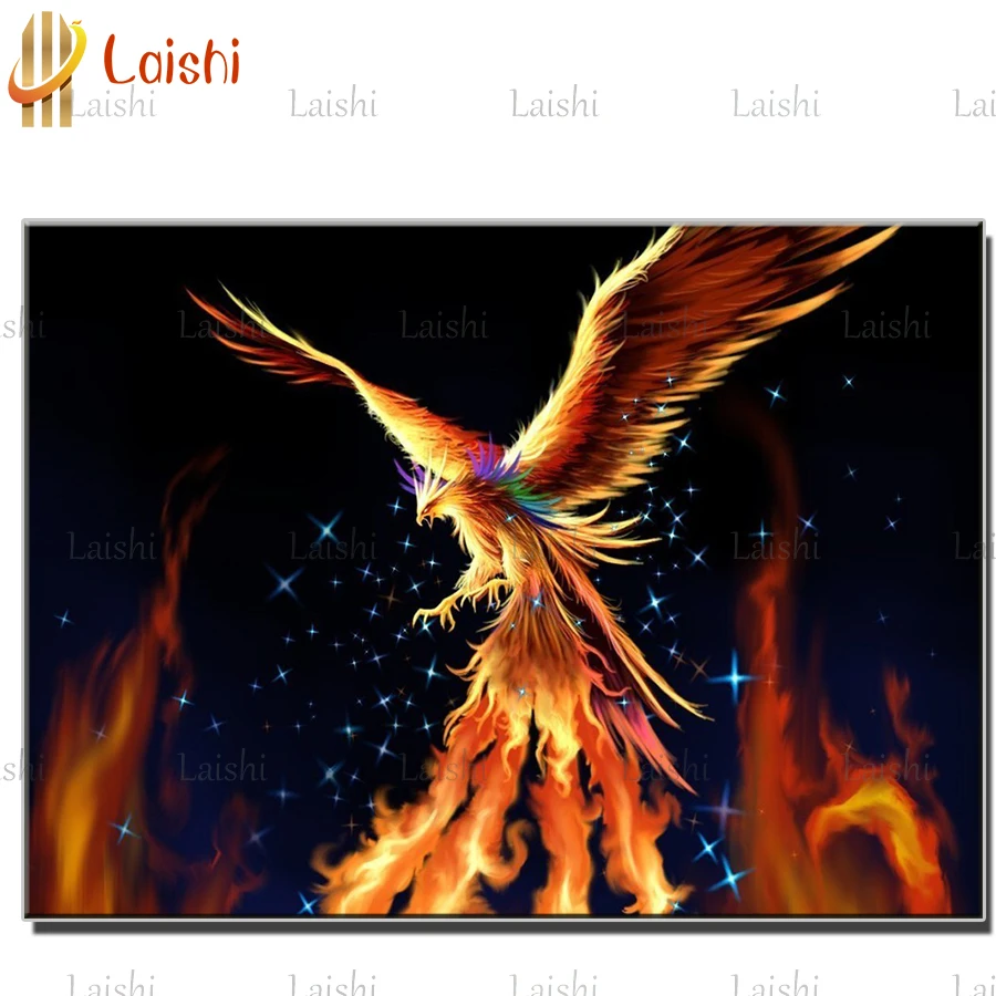 Новогодний подарок Феникс Рождение из золы алмазная живопись сделай сам полная