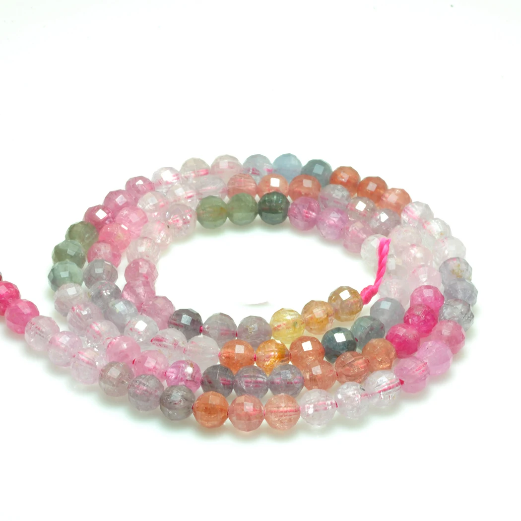 Круглые граненые бусины из разноцветной шпинели 4 мм для изготовления ювелирных