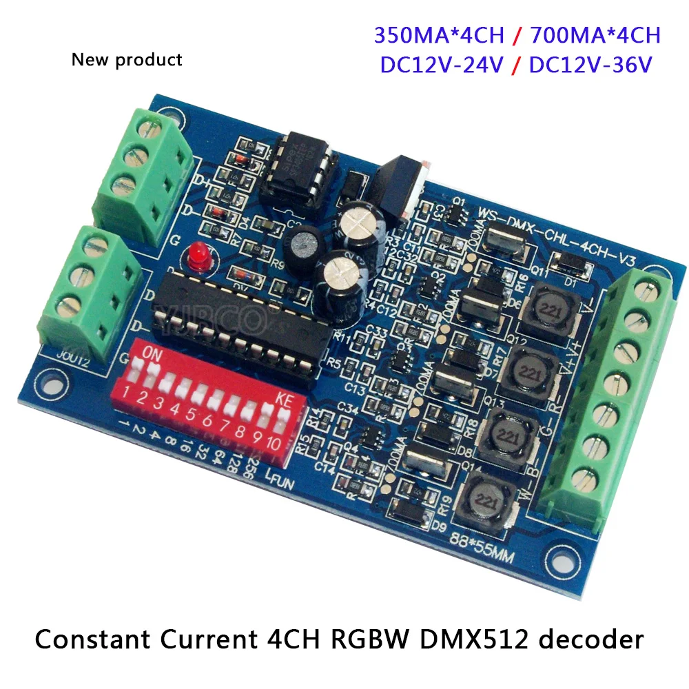 DC12V 24V/DC12V 36V светодиодный регулятор яркости RGBW с постоянным током 700 мА * 4 канала/мА