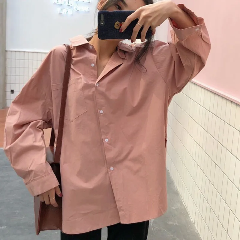 

White Shirt Long Sleeve 2021 Spring Summer Fashion Casual Loose Shirts Female Streetwear Blouse Tops Plus Size Korean Tops 11187