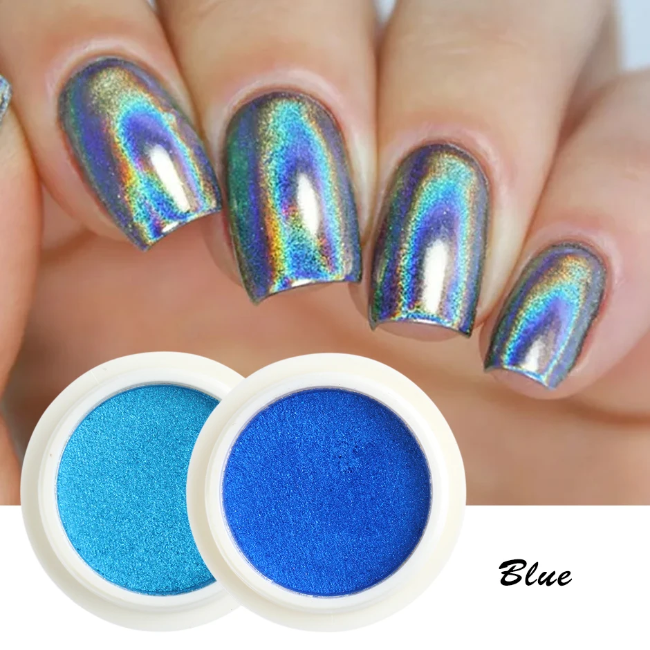 Голографические Твердые Ногти Блестящий Порошок Лазерный Серебристо-Розовый