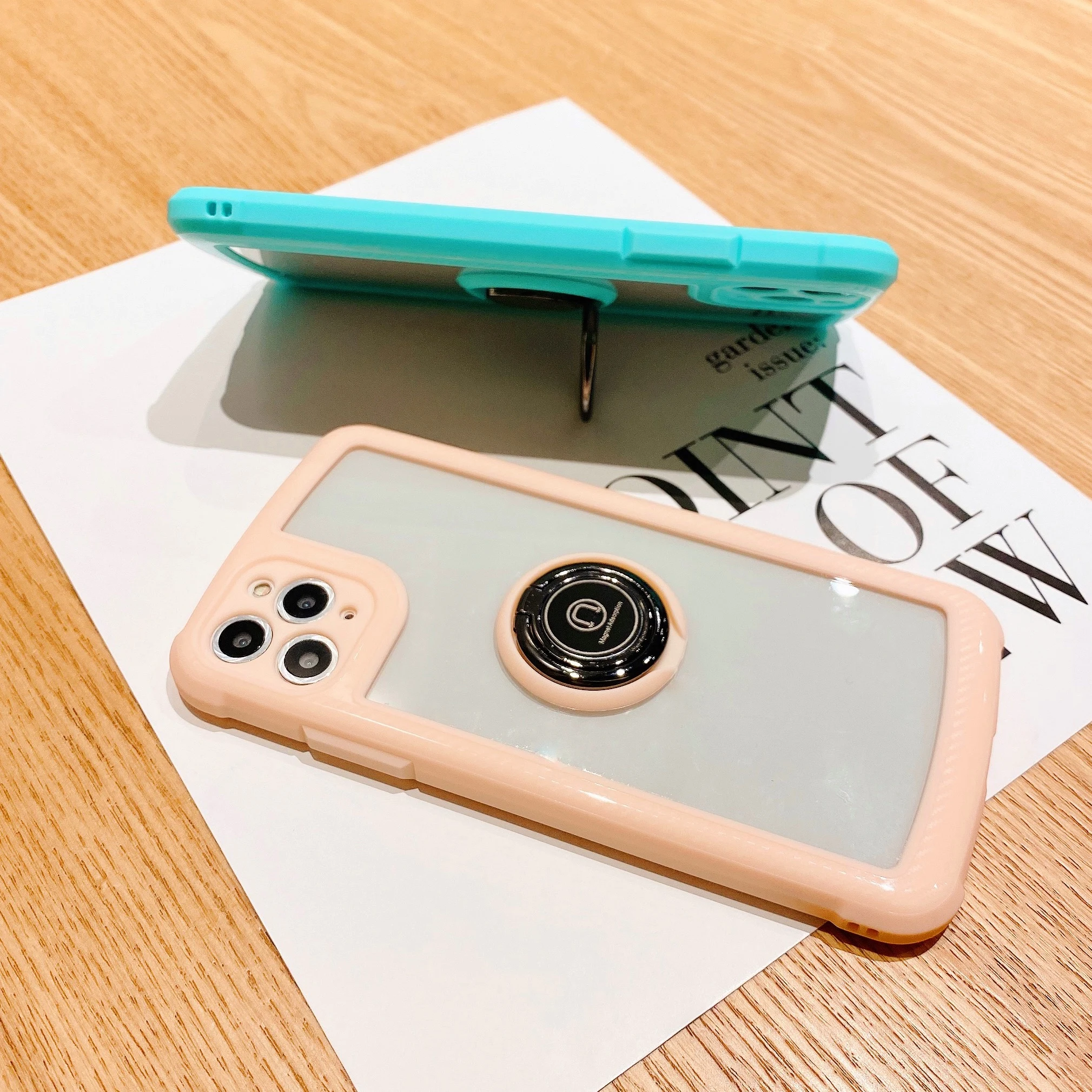 

For Apple iphone 12 11 Pro Max mini Cover Ring Case Stand Holder Magnetic Anti-fall For iphone XS Max XR X Soft Silicone Case