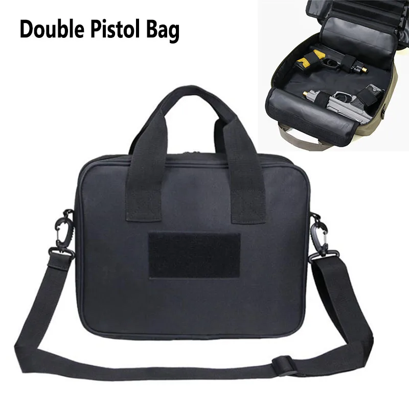 

Tactical Double Pistol Bag Gun Case with Magazine Pouch Hunting Airsoft Gun Holster Shoulder Bag for Glock 17 1911 M9 SIG P226