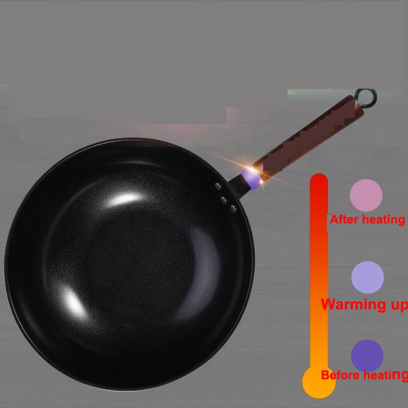 Железный Wok домашняя непокрытая ручная антипригарная сковорода газовая плита