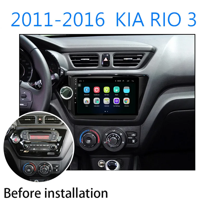 2 din Android 8,1 GO для hyundai KIA RIO 3& 4 2011 2012 2013 Автомагнитола мультимедийный плеер 2G+ 32G автомобильное радио