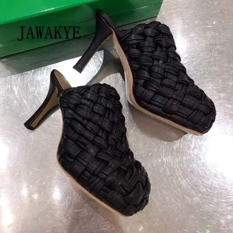 Новинка Кожаные босоножки на высоком каблуке с тесьмой Женские дизайнерские