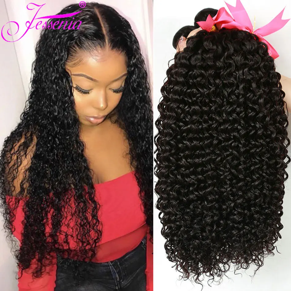 

Kinky Curly Hair Bundles Brazilian Afro Jerry Curl Human Hair Weave Cheap Remy Hair Weft 1/3/4 PCS Natural Color Hair Extensions