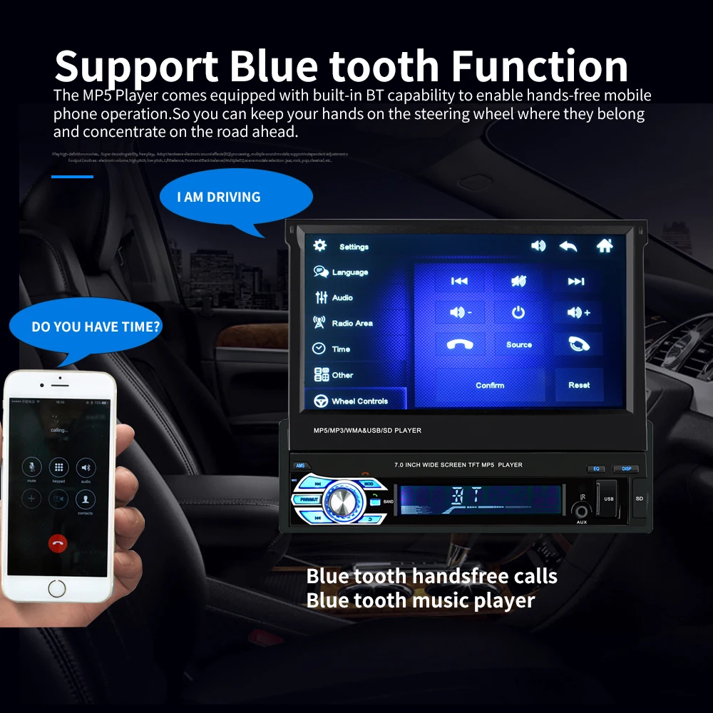 LTBFM 1din автомобильный проигрыватель с радио и GPS " HD выдвижной сенсорный экран автомобиля стерео Универсальный авторадио FM видео плеер MP5 Bluetooth USB