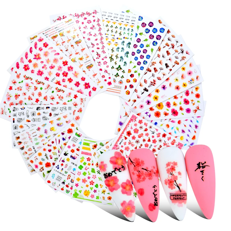 

Новинка 2022, искусственные наклейки для дизайна ногтей, цветочные и геометрические слайдеры, цветочные листья, искусство