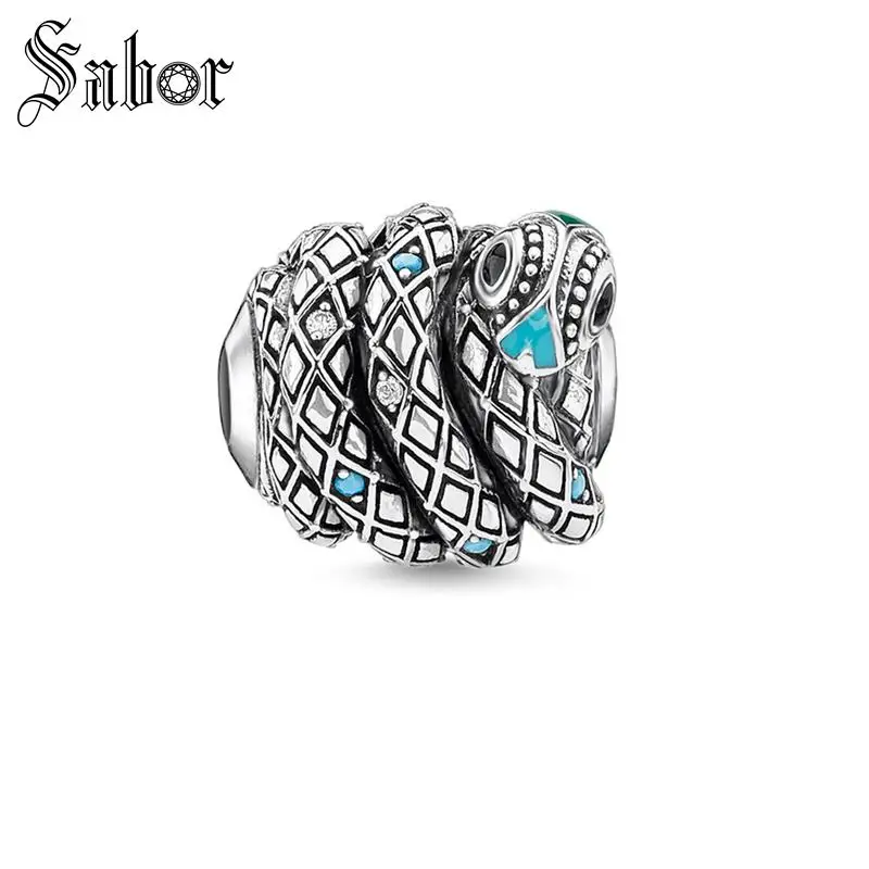 Тибетский серебряный зеленый синий Змеиный бисер панк DIY Карма этнические