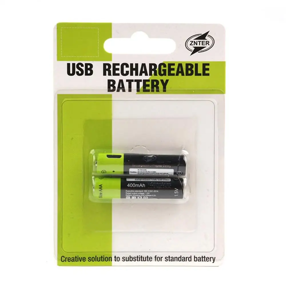 AAA перезаряжаемая батарея Znter 600mah Mirco USB 1,5 v перезаряжаемая литий-полимерная батарея с зарядным кабелем - Цвет: 2  battery