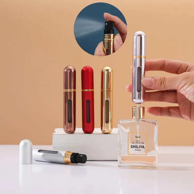 

5ml 8ml10ml portable mini refillable aluminum perfume bottle with empty spray cosmetic container travel tool atomization bottle