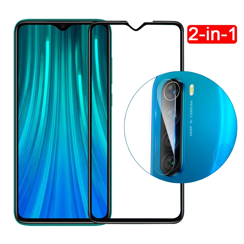2 в 1 9D полностью проклеенное закаленное стекло для Xiaomi Redmi Note 8 Pro Note8pro Защитная пленка для объектива камеры Note8 8T