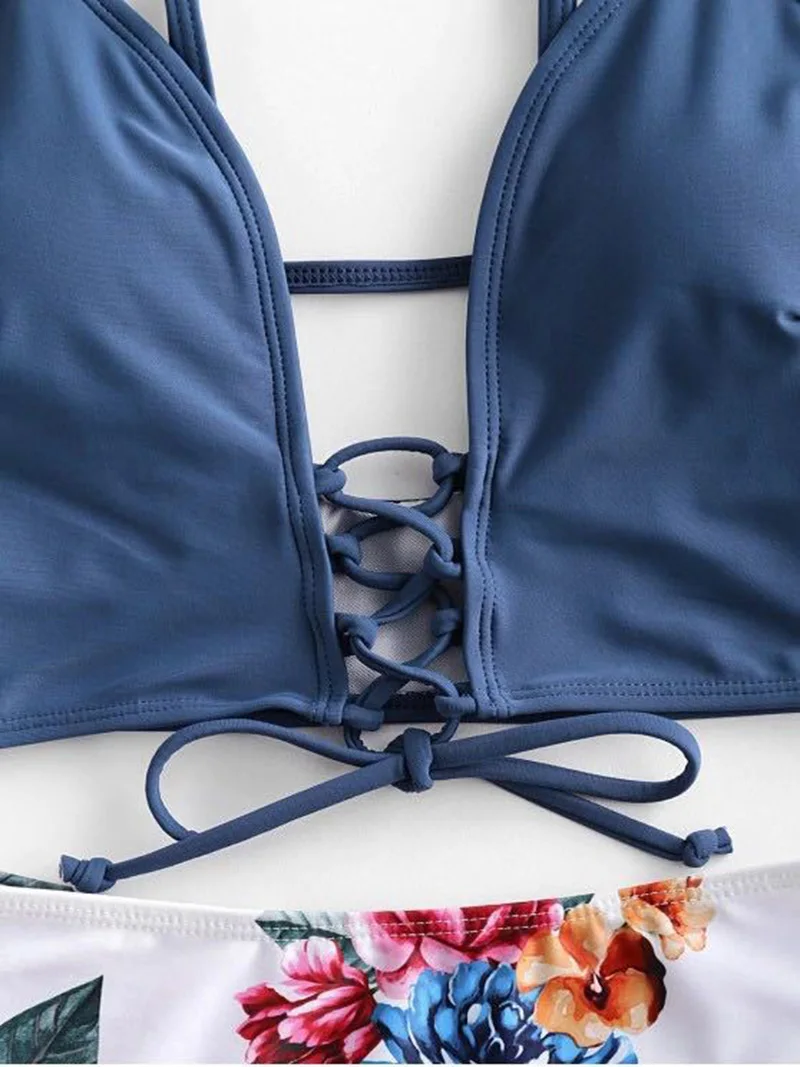 Новинка милый женский купальник танкини с цветочным рисунком для бассейна