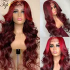 Topodmido хайлайтер красный цвет 13x 4 кружевной передний Стандартный парик из человеческих волос Remy 13x6 бразильский парик без клея