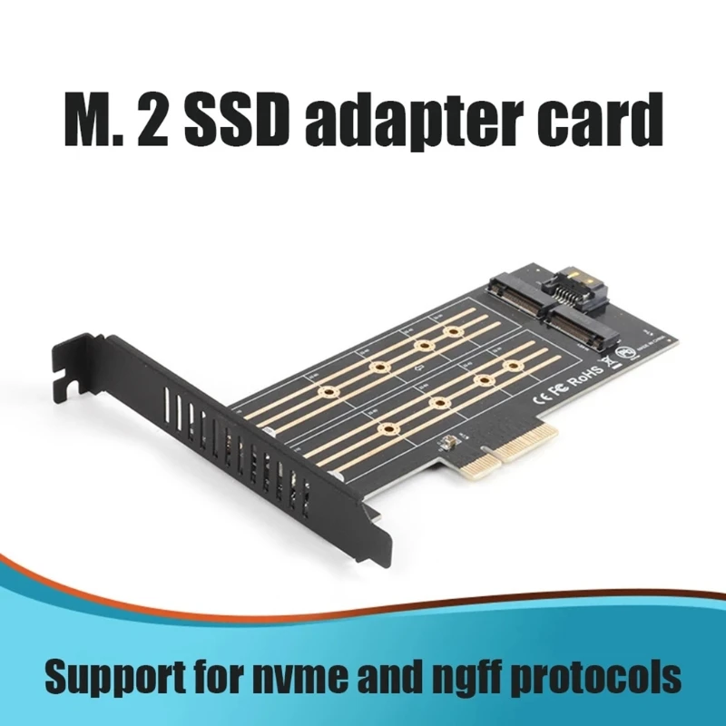 

2021 New Full Speed Dual M.2 PCIe SSD Adapter to NVMe M+B Key PCI-E Express 3.0 X4 Adapter Anti-Surge for 2280 2260 2230