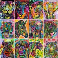 color animal embroidery diamond painting lion tiger mosaic home decoration painting cross stitch craft gift art wall sticker