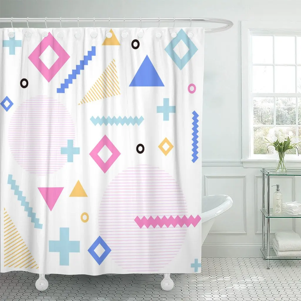 Синий Хаотичный стиль Memphis хипстер с геометрическими фигурами красочный круг