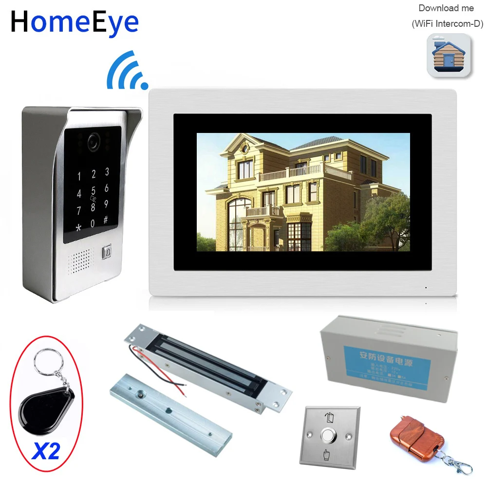 IP Wifi Video Door Phone Intercom Access Control System+Electronic Magnetic Lock+Power Control Box+Open Switch+Remote Control