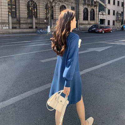 

Dress spring and summer new French style base V-neck solid color inner dress A-line skirt all-match