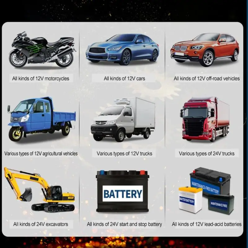 12V/24V для автомобилей и мотоциклов Батарея Зарядное устройство с ЖК дисплей