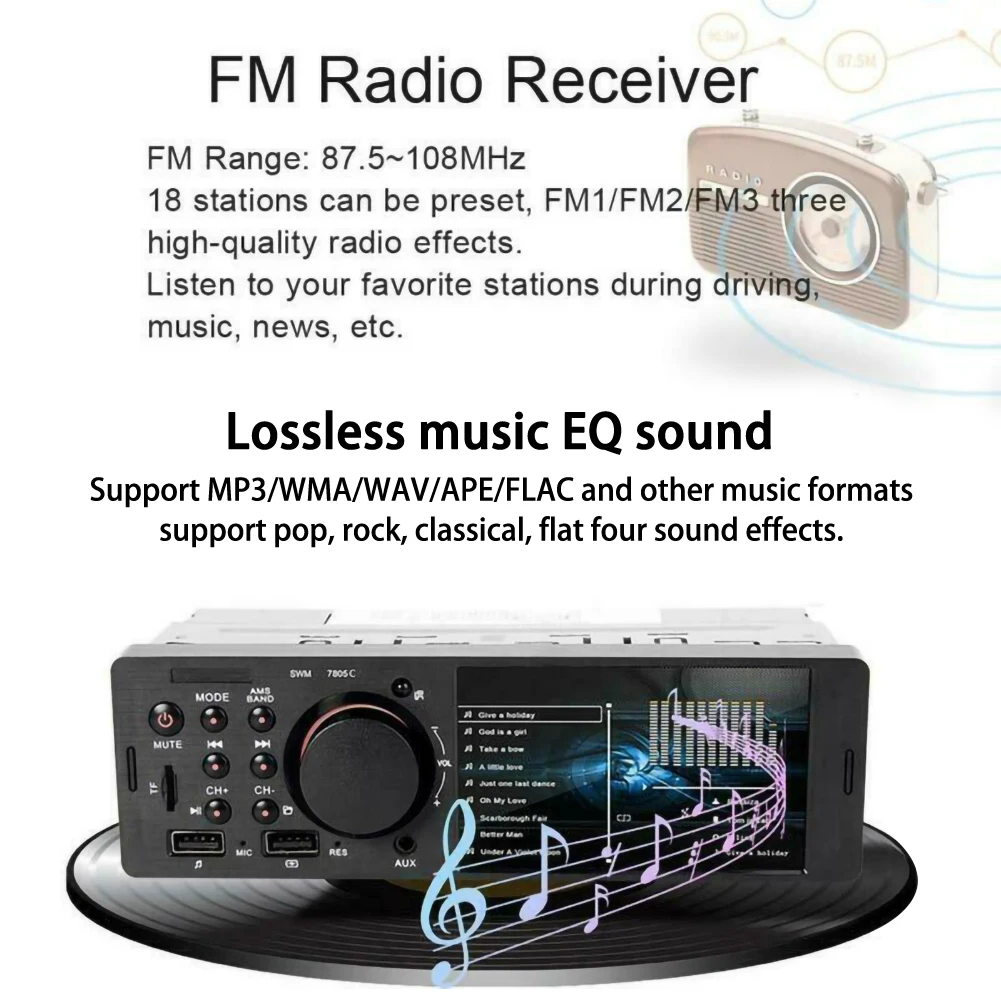 

4,1 HD 1 Din, , , WMA Bluetooth AUX In-Dash MP5 Udisk, Coche