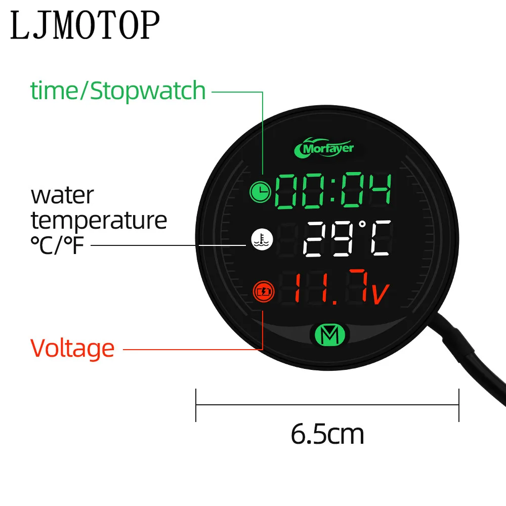 5-в-1 измеритель температуры воды и времени для мотоцикла вольтметр с USB дисплеем