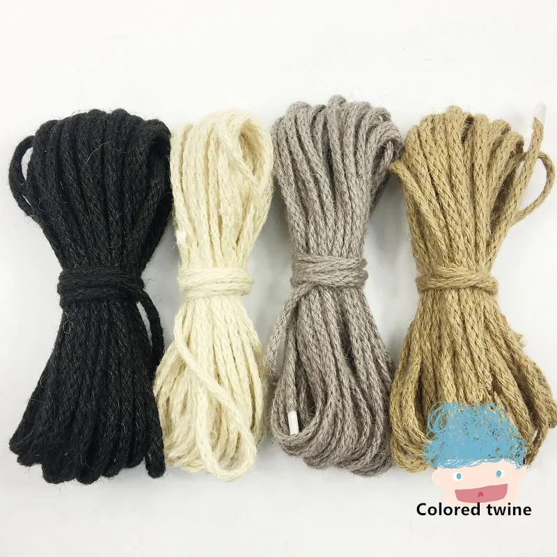 Разноцветная круглая пеньковая веревка диаметром 5 мм плетеная красочная